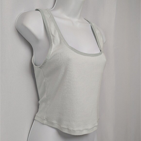 Skims Cotton Ribbed Tank Size Medium Mineral Crop Lounge Velvet Trim Top - Picture 2 of 5